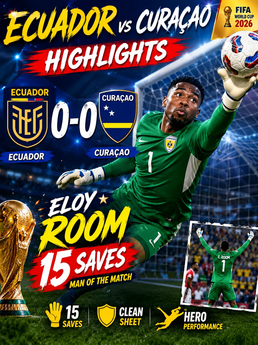 Ecuador vs Curaçao 0-0 Highlights | Eloy Room 15 Saves – FIFA World Cup 2026
