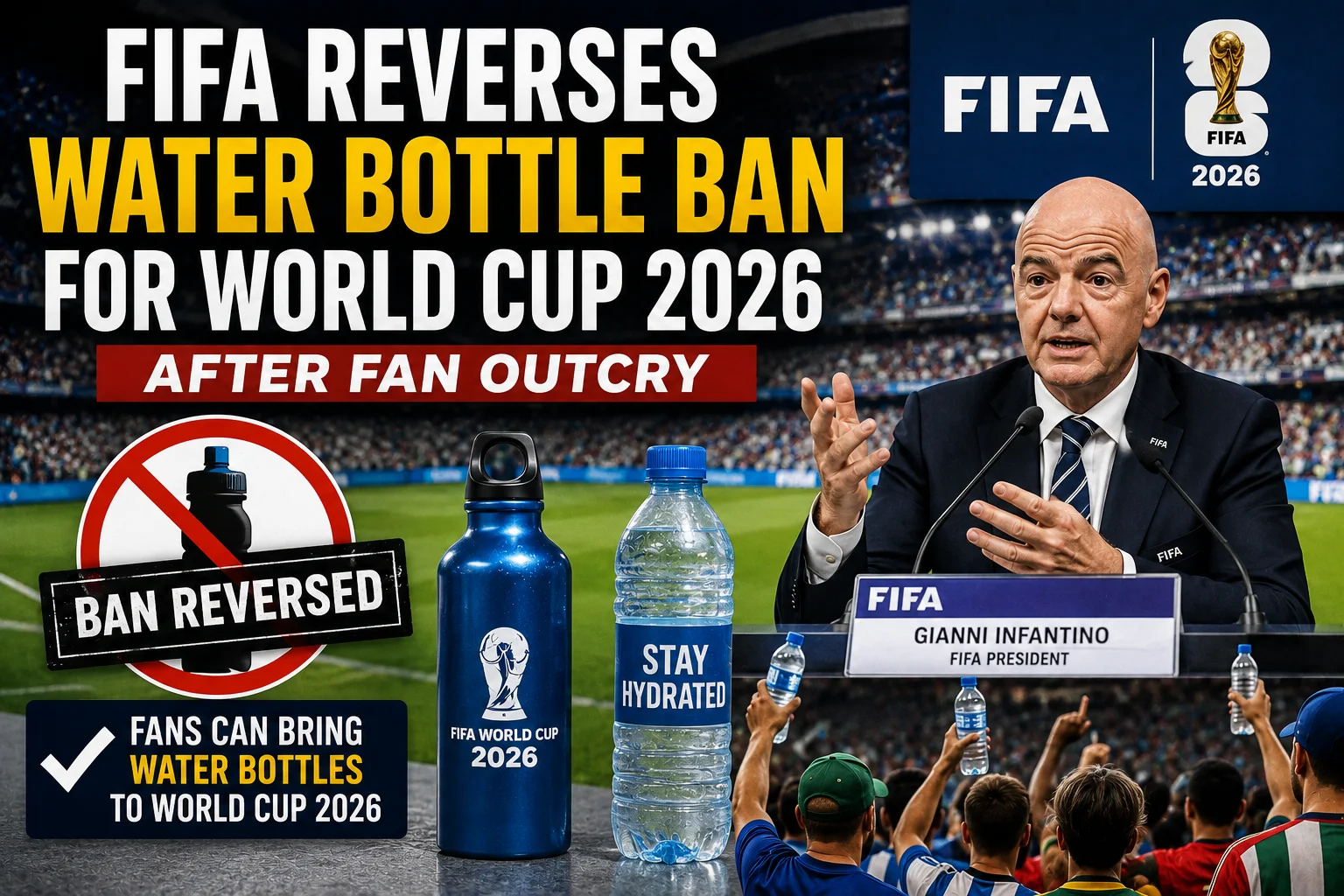 FIFA Reverses Water Bottle Ban for World Cup 2026 After Fan Outcry