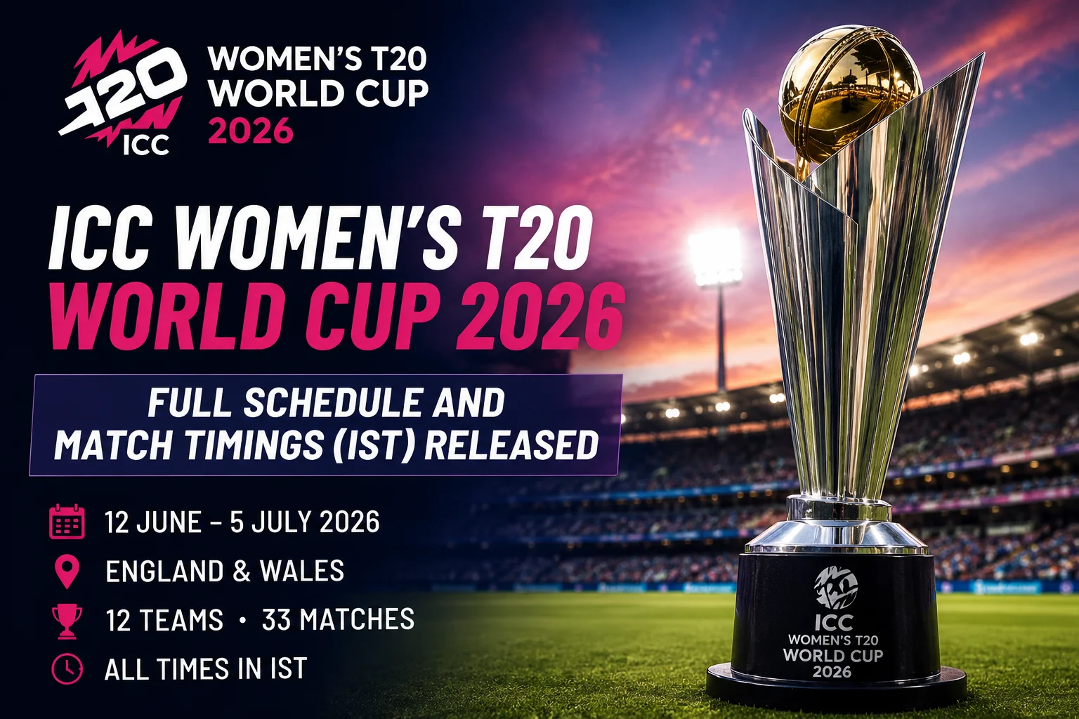 ICC Women's T20 World Cup 2026: Full Schedule and Match Timings (IST) Released