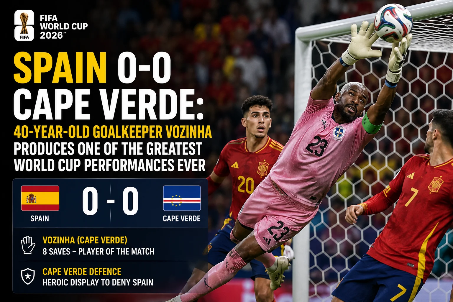 Spain 0-0 Cape Verde 40-Year-Old Goalkeeper Vozinha Produces One of the Greatest World Cup Performances Ever