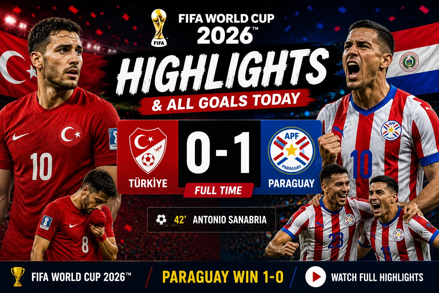 Türkiye vs Paraguay 0-1 Highlights & All Goals Today – FIFA World Cup 2026