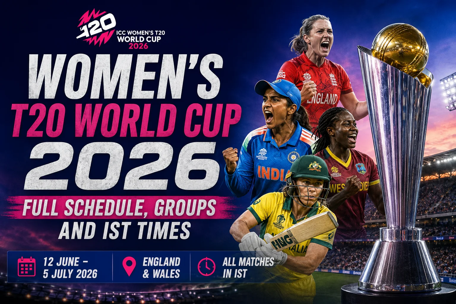Women's T20 World Cup 2026 Full Schedule, Groups and IST Times